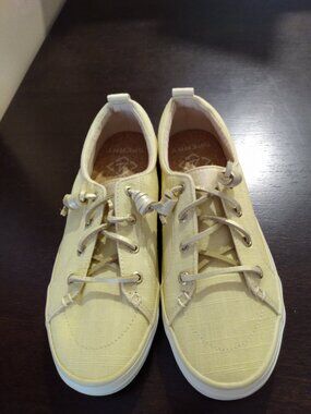 Sperry Crest Vibe Crosshatch Sneakers Women's Size 7.5m Light Yellow Gold